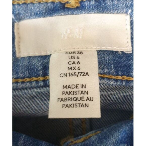 H&M Womens Denim Shorts 6 Blue Stretch Y2K Distressed Cuffed Streetwear - Picture 5 of 7